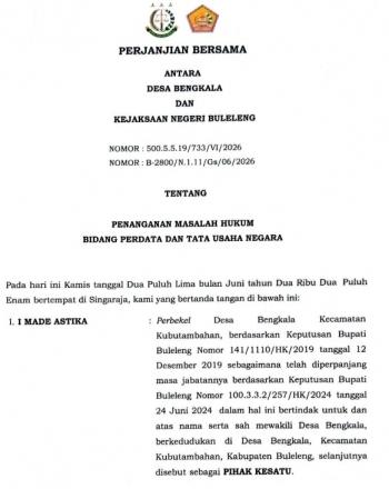 Perjanjian Kerjasama Dengan Kejaksaan negeri Buleleng